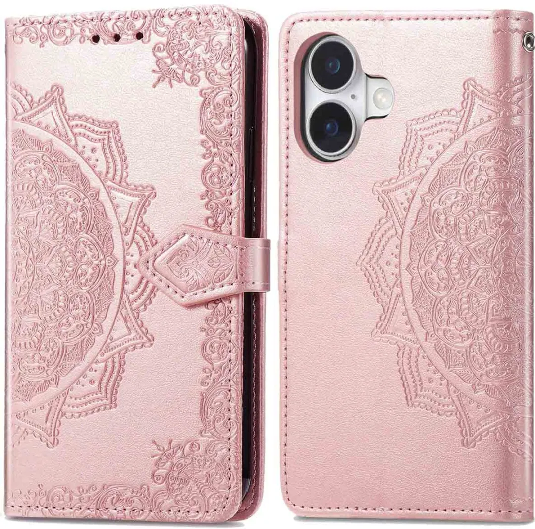 Imoshion Hoesje iPhone 16 Mandala Bookcase Roségoud - 3 Pasjes
