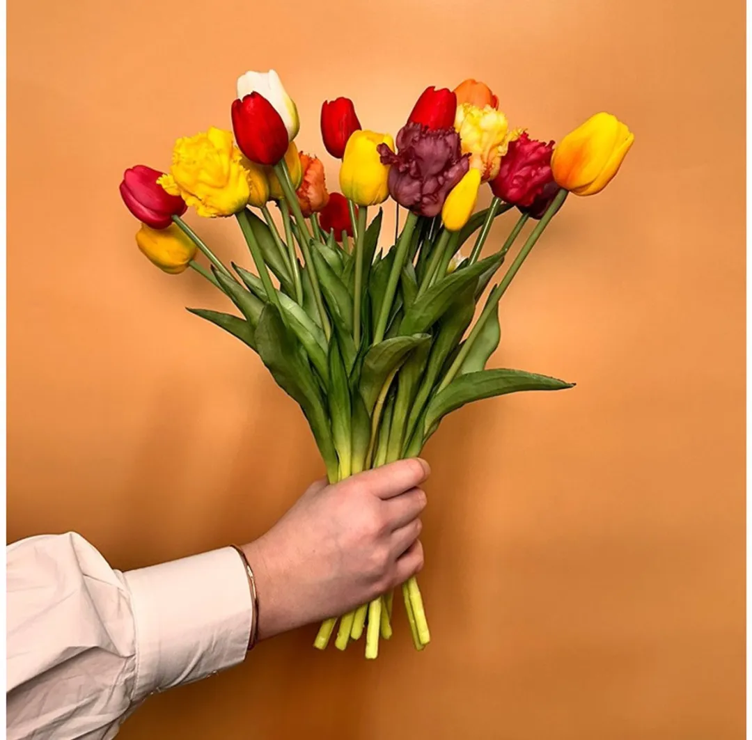 Countryfield Kunstbloem Tulpen Boeket - 41cm - Donkerrood