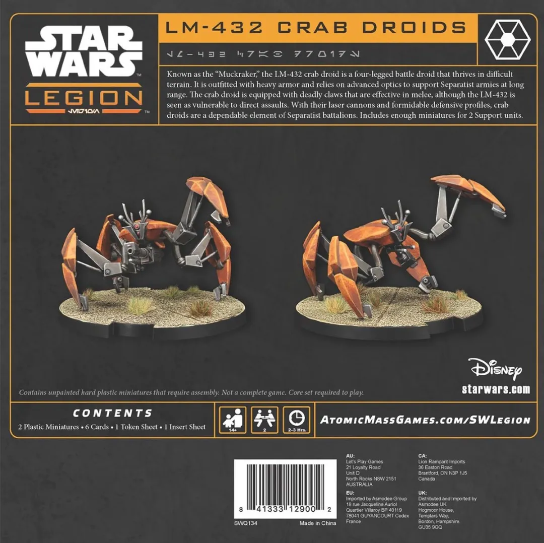 Atomic Mass Games Star Wars Legion LM-432 Crab Droids SWQ134 - Ongeschilderd