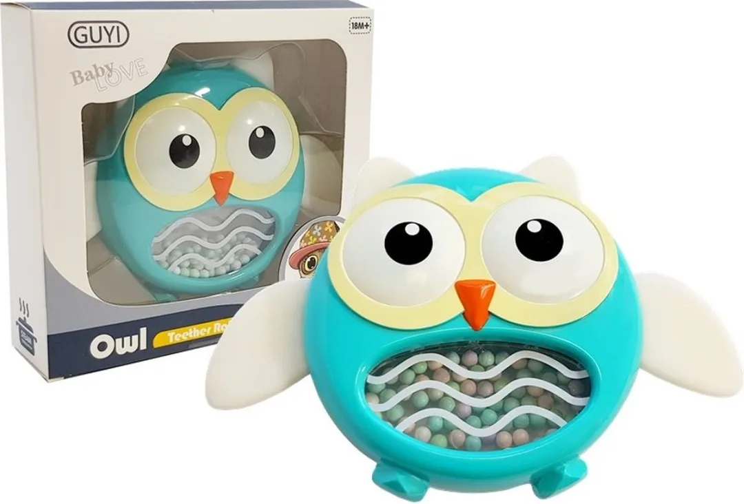 Lean Toys Uil Rammelaar Bijtring - Blauw