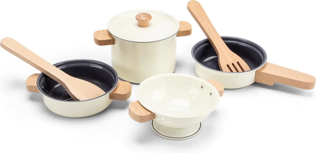 New Classic Toys Metalen Pannenset Wit