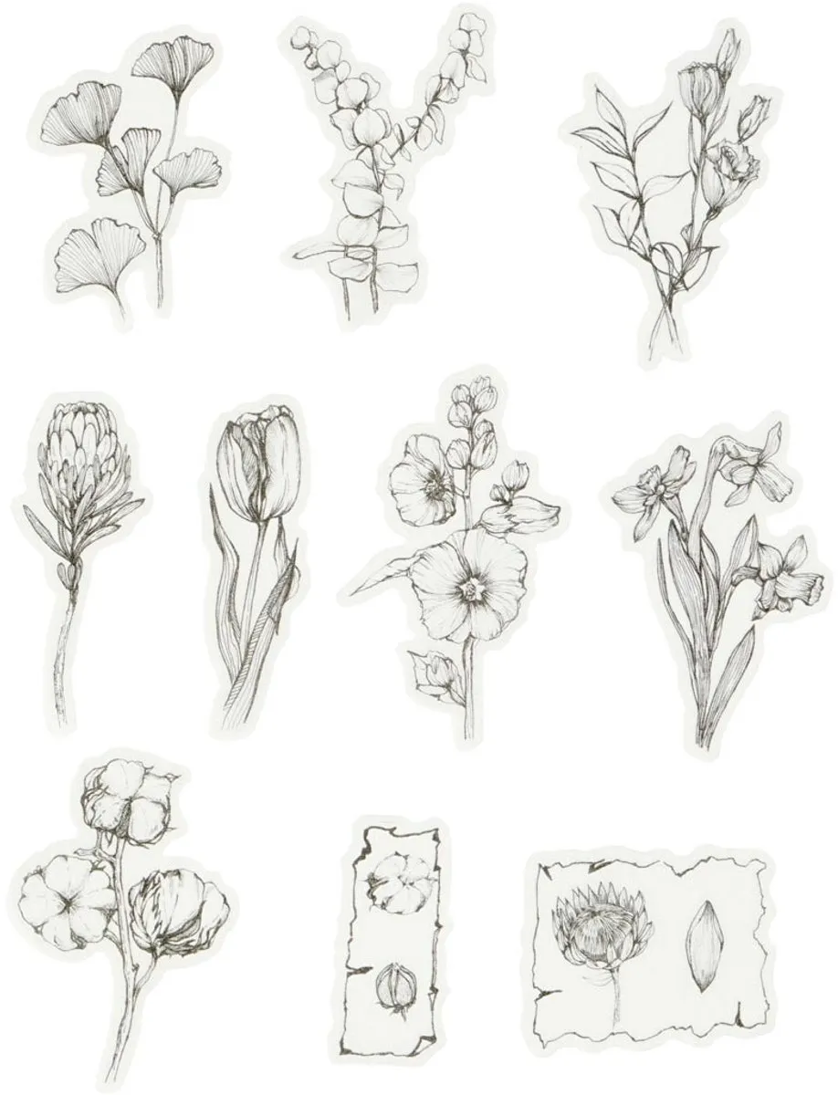Creativ Company Masking Tape Stickers Zwart Wit Bloemen