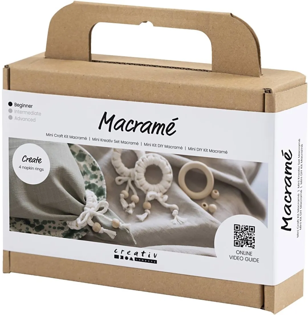 Creativ Company Mini Hobbyset Macramé Servetring - Off-white
