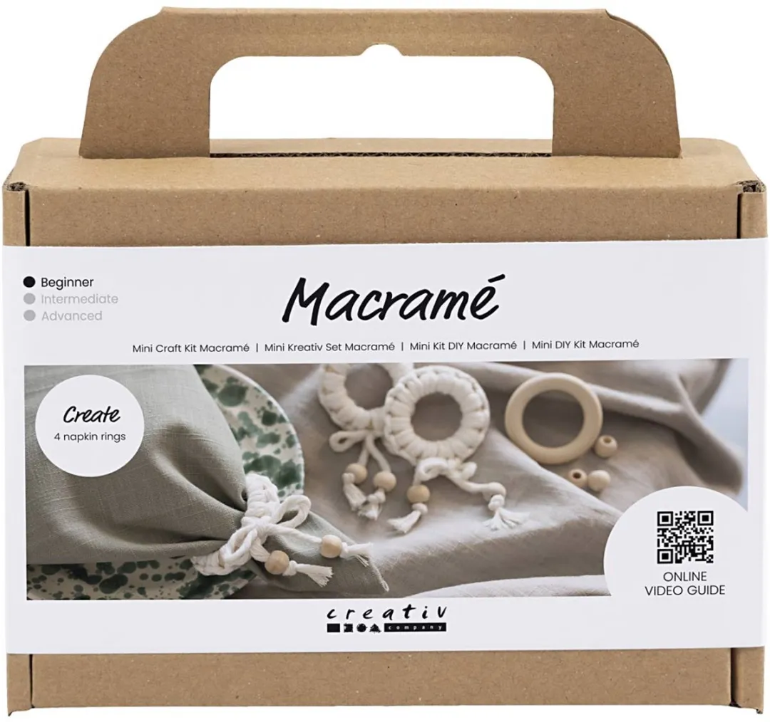 Creativ Company Mini Hobbyset Macramé Servetring - Off-white
