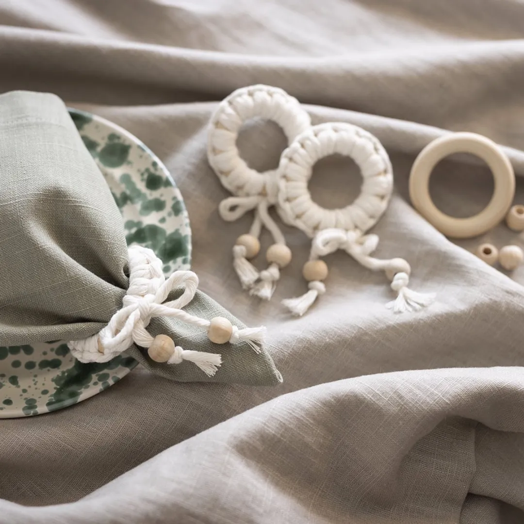 Creativ Company Mini Hobbyset Macramé Servetring - Off-white