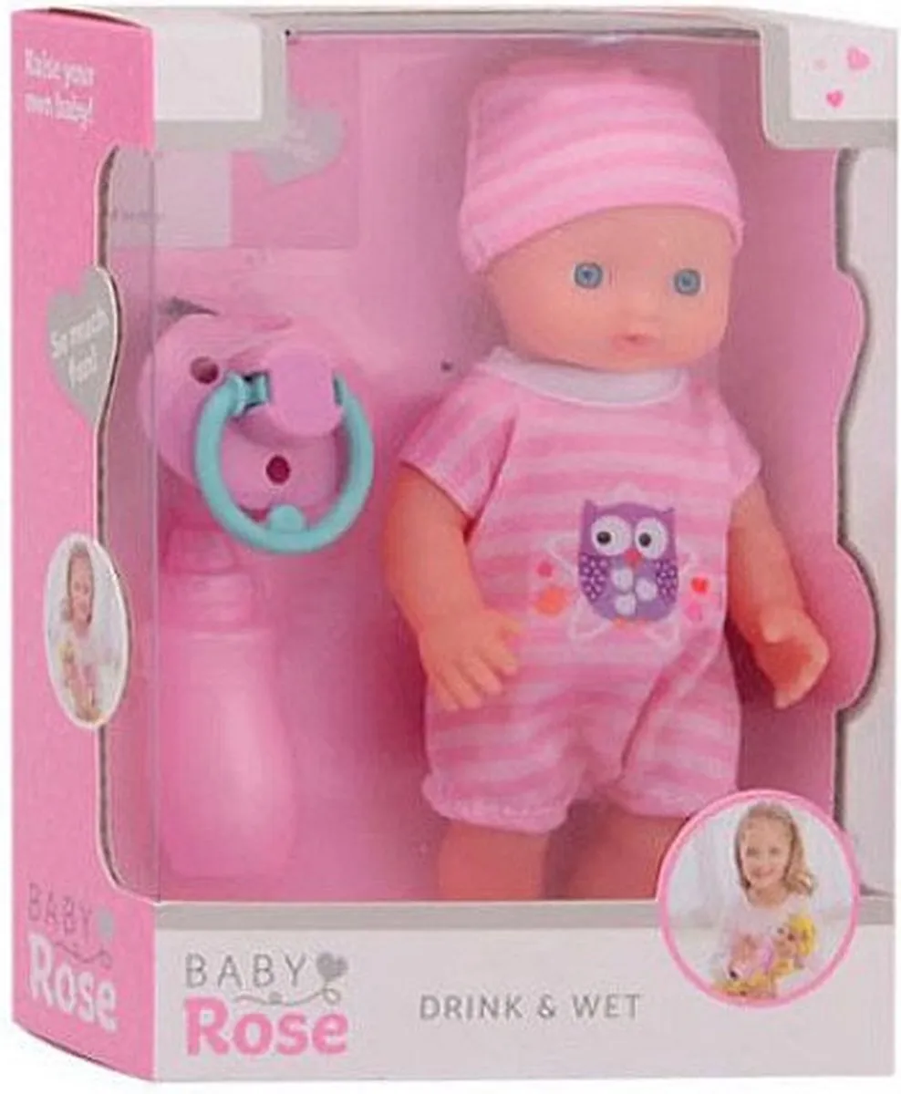 Johntoy Baby Rose Drink & Plas Pop 17cm - 27709