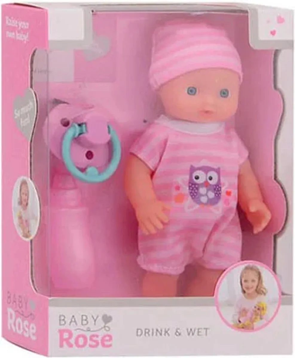 Johntoy Baby Rose Drink & Plas Pop 17cm - 27709