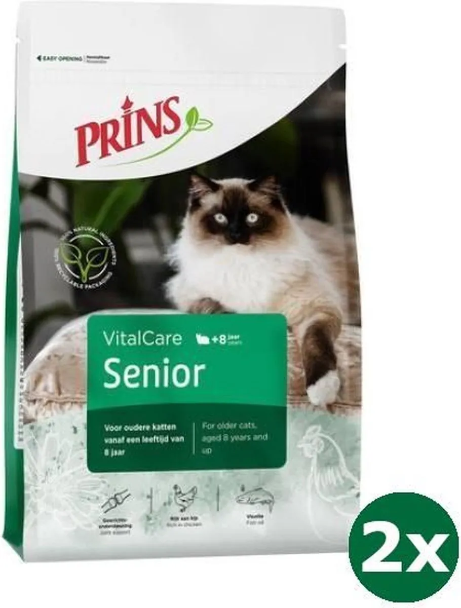Prins Cat Vital Care Senior 12+ Kattenvoer - 2x 4kg