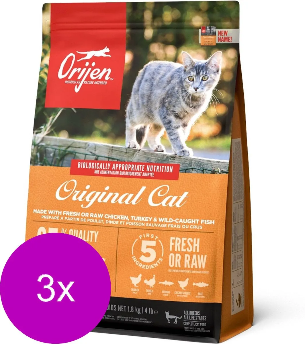 Orijen Whole Prey Kat & Kitten Kip Kalkoen 3x1.8kg