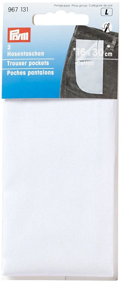 Prym Broekzakken 16x30cm Wit - 2 Stuks