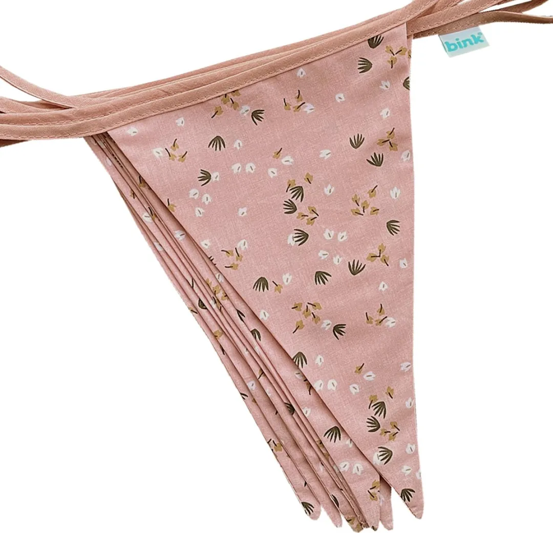 BINK Bedding Stoffen Slinger Ricky XXL - 10m - 21 Vlaggetjes Roze