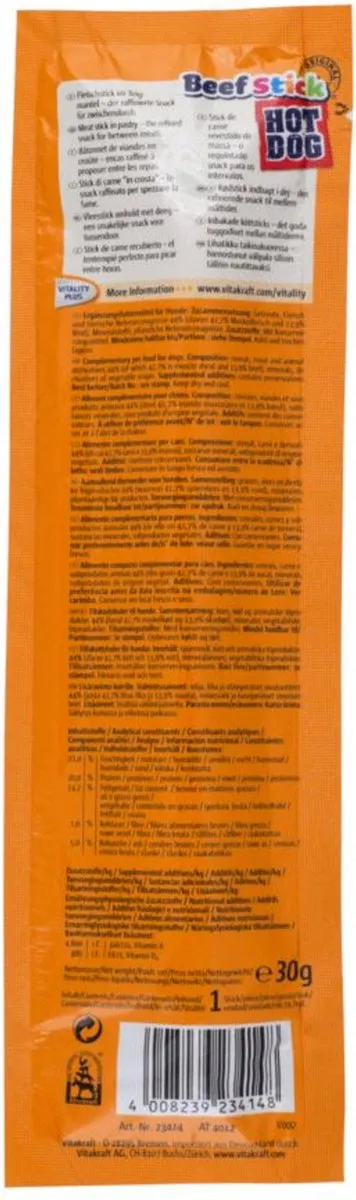 Vitakraft Beefstick Hot Dog 1 Stuks