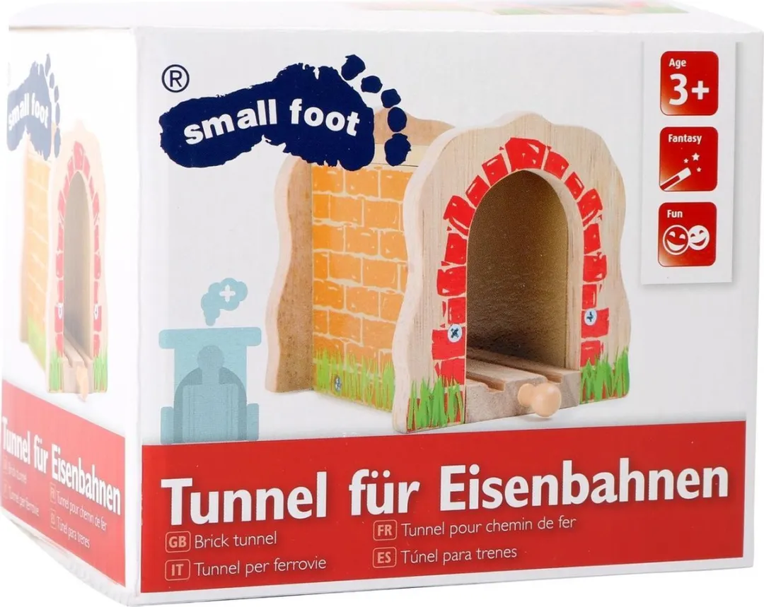 SFC Toys Spoorweg Tunnel Hout - 1 Stuk - Groen/Hout/Orange/Rood