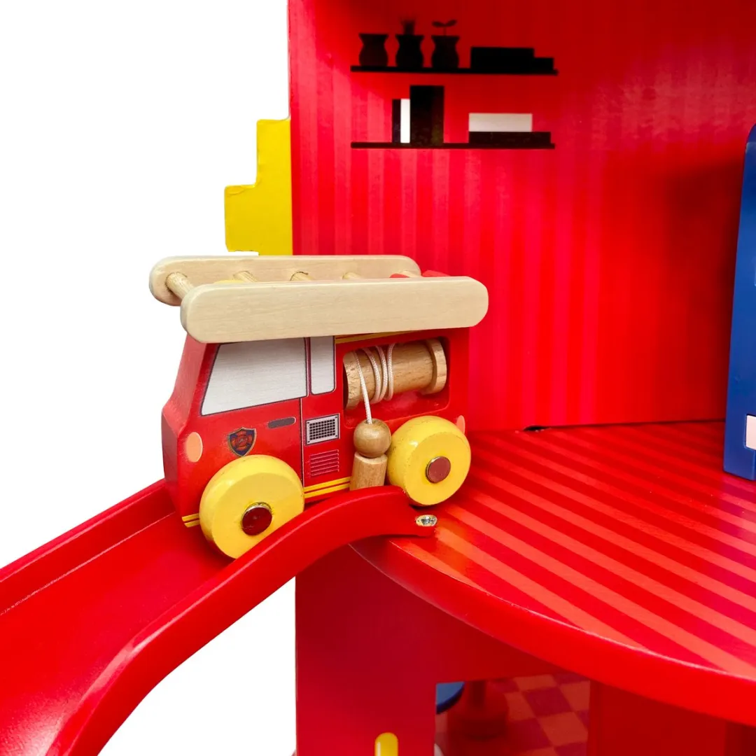 Teamson Kids Houten Brandweerkazerne Figuren Set - 25-delig - Rood