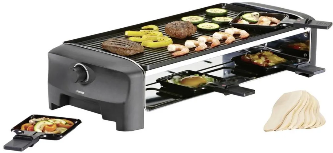 Princess Gourmetstel 162840 Raclette - 8 Personen - 1400W - Zwart