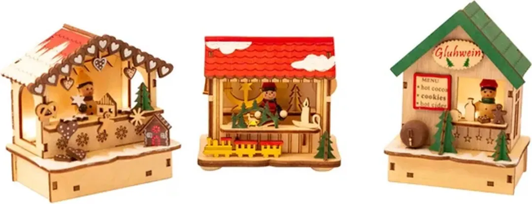 Small Foot Kerstmarkt Decoratie met Lampjes - 3 Stuks Multicolor - afbeelding 5 van 6