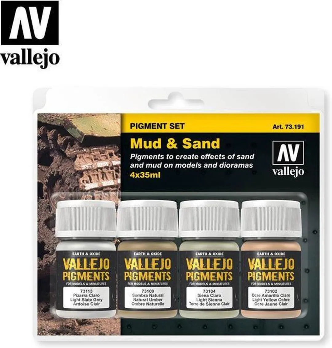 Vallejo 73191 Mud & Sand Pigmentset - 4 Stuks