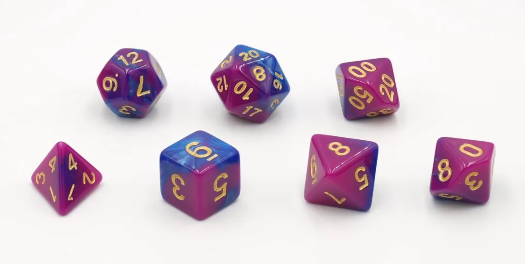 HOT Games Dobbelstenen Set 7 Stuks - Roze/Blauw