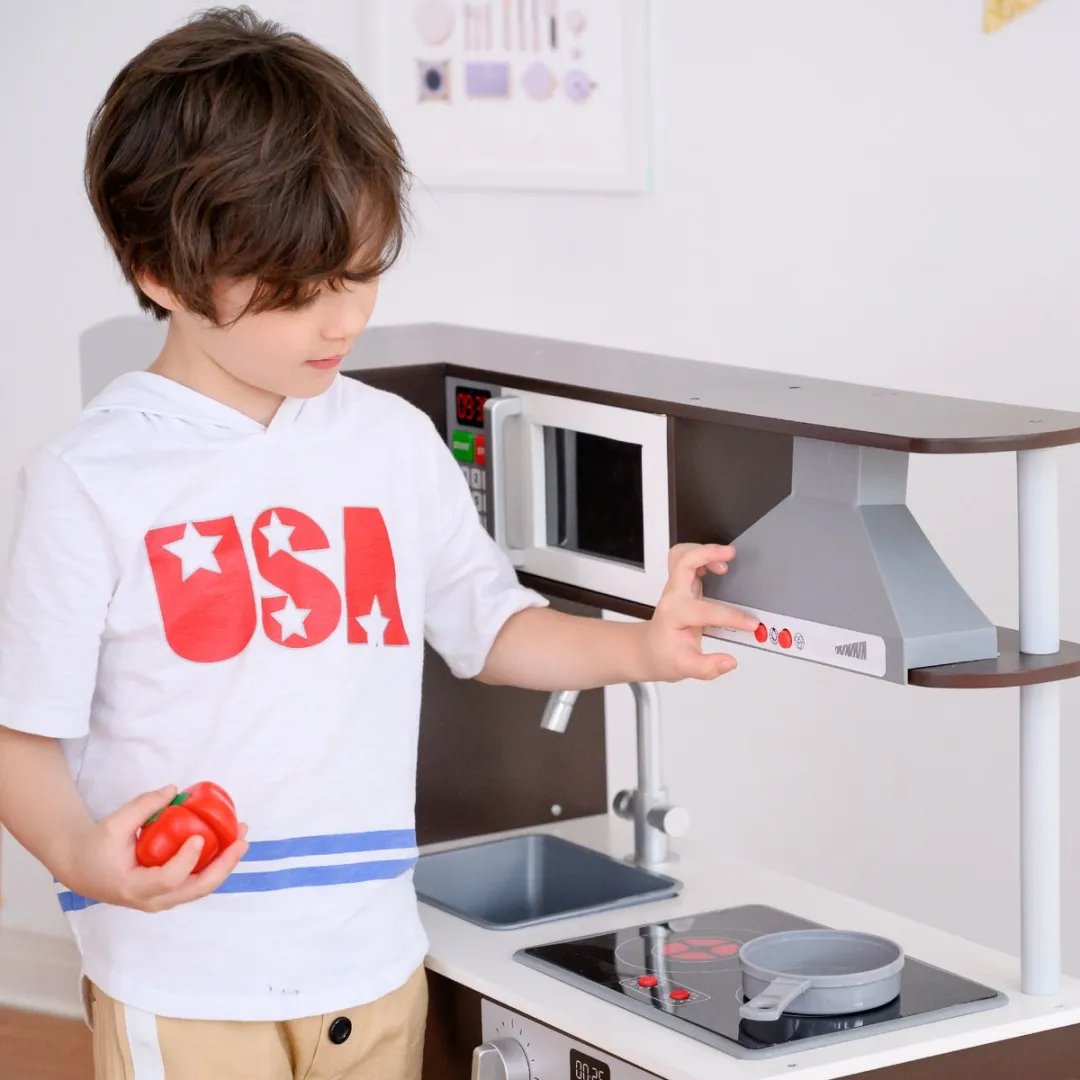 Teamson Kids Houten Speelkeuken Grijs/Bruin - 7x AAA/AA