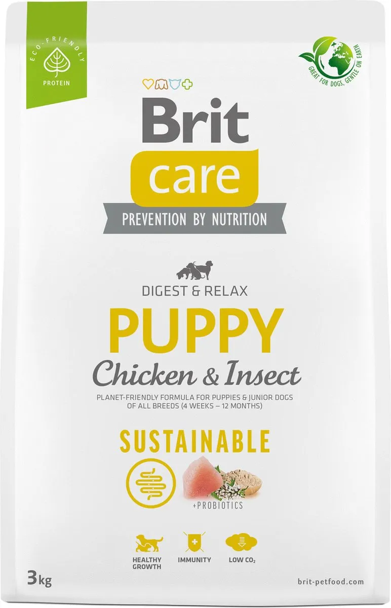 Brit Care Sustainable Puppy Digest & Relax Kip & Insecten - 3 kg