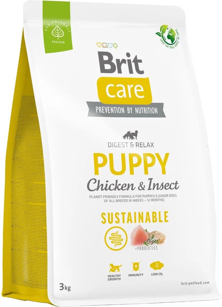 Brit Care Sustainable Puppy Digest & Relax Kip & Insecten