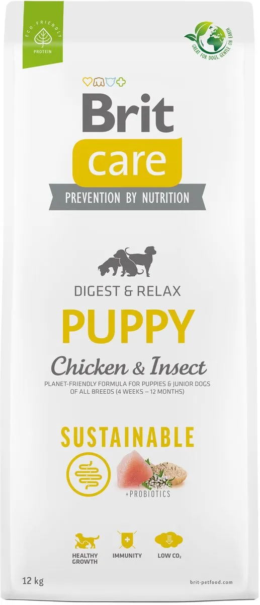 Brit Care Sustainable Puppy Digest & Relax Kip & Insecten - 3 kg