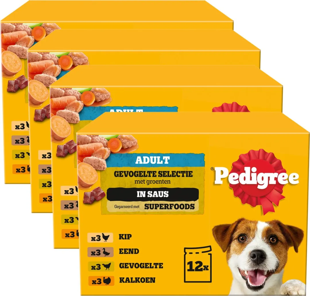 Pedigree Hondenvoer Gevogelte Selectie in Saus 48x100g
