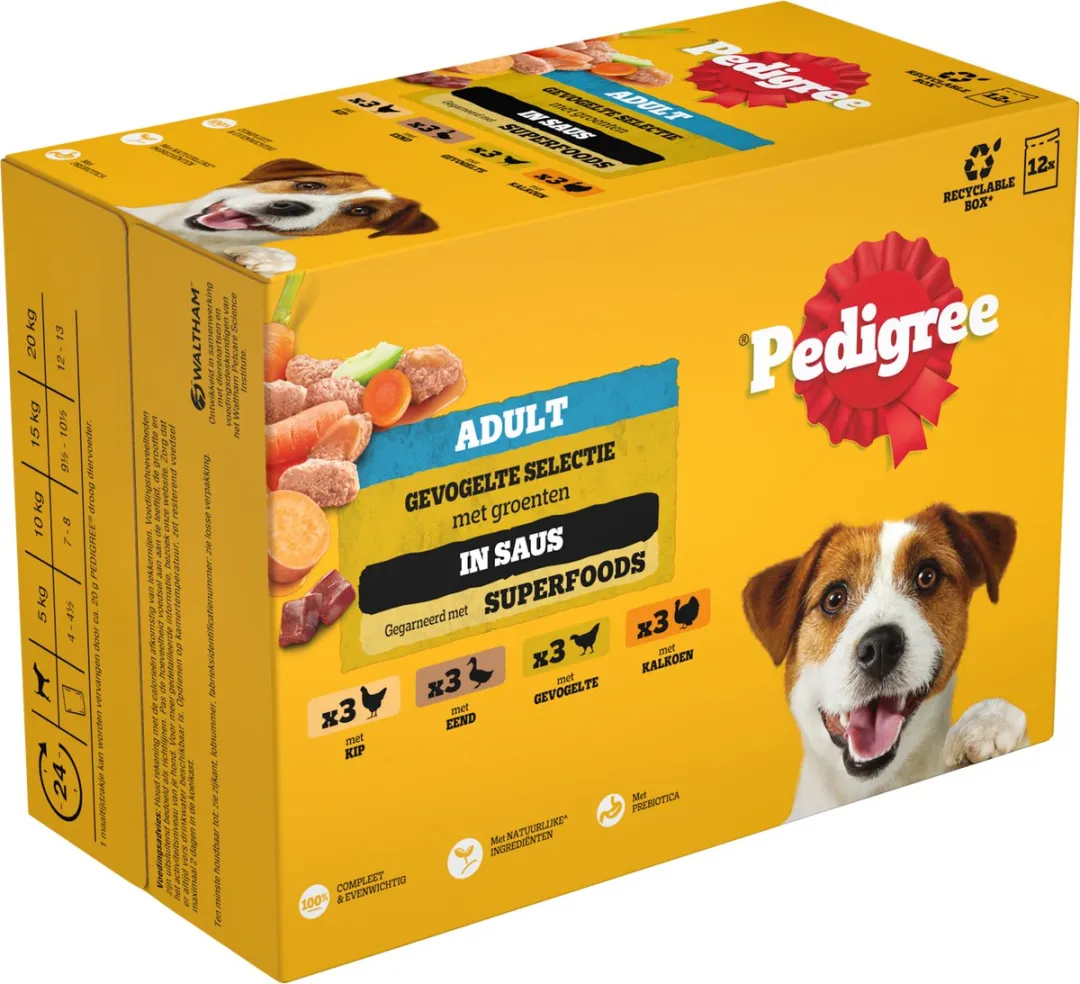 Pedigree Hondenvoer Gevogelte Selectie in Saus 48x100g