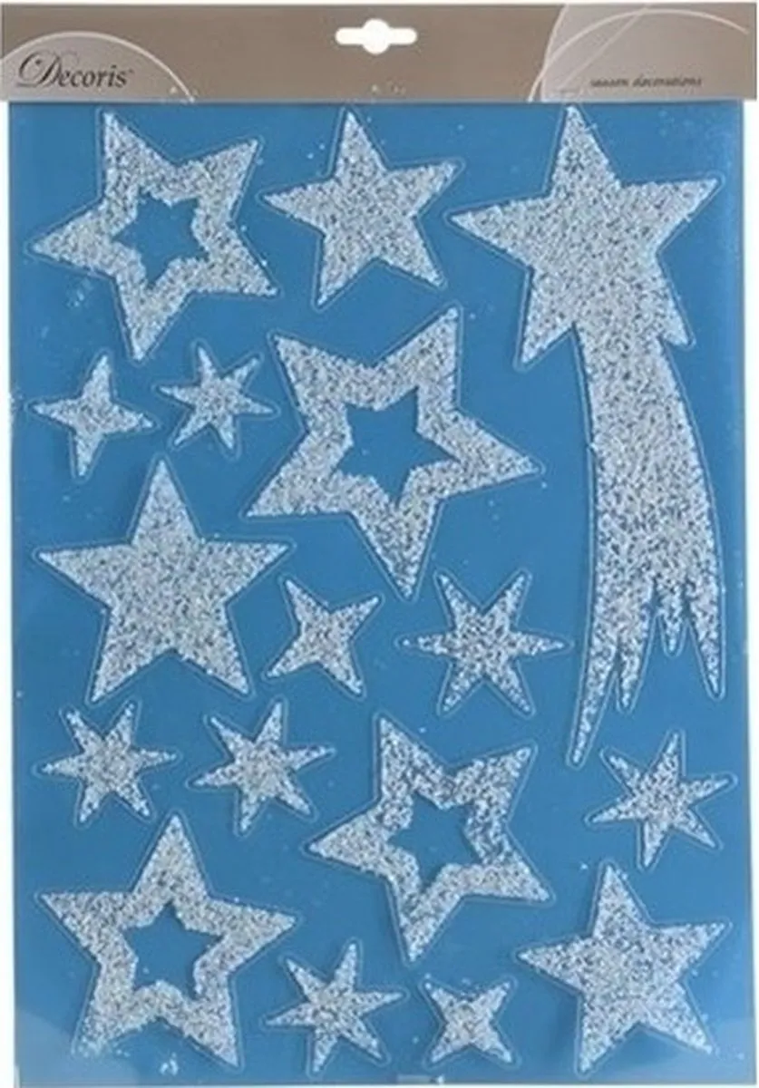 Decoris Kerst Raamstickers Glitter Sterren 30x40cm
