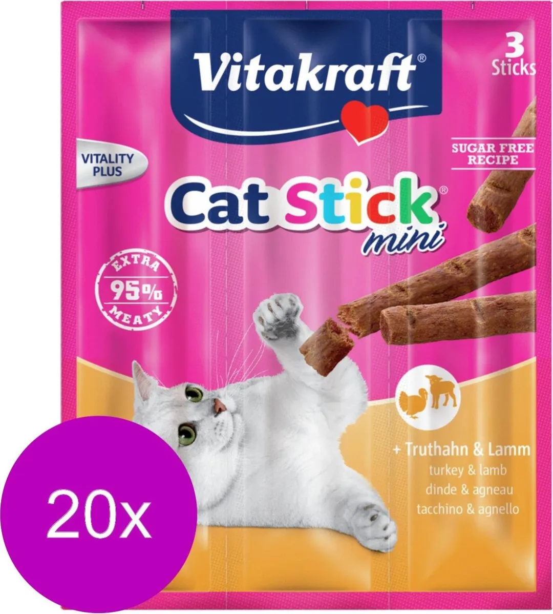 Vitakraft Cat Sticks Mini Kalkoen & Lam 20x26g