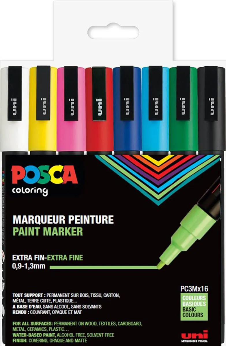 Posca PC3M Uni Stiften - 8 Stuks - Assorti