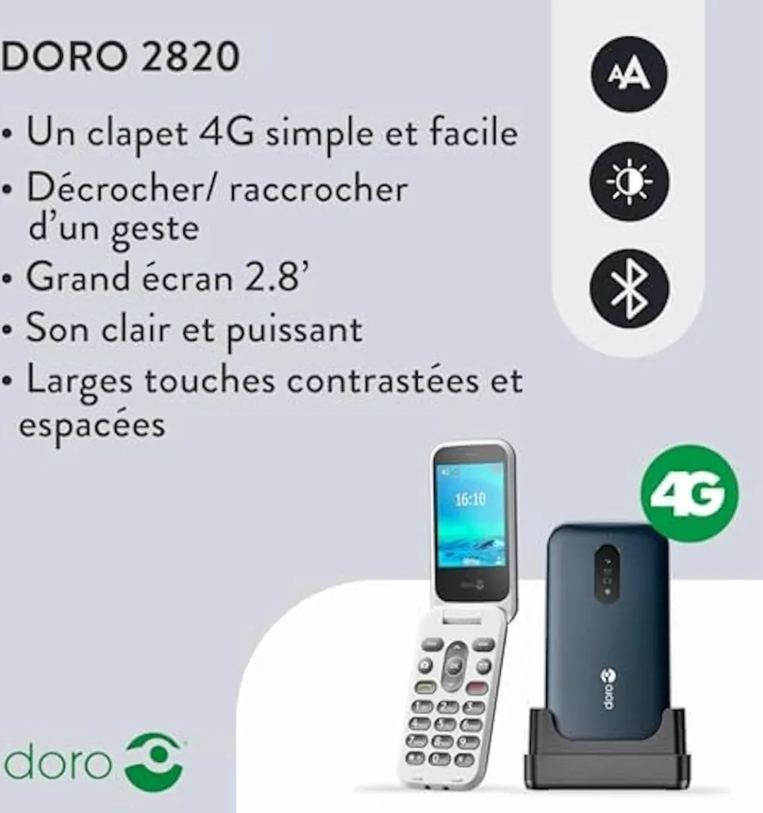 Doro Klaptelefoon Senioren - Blauw/Wit - afbeelding 6 van 6