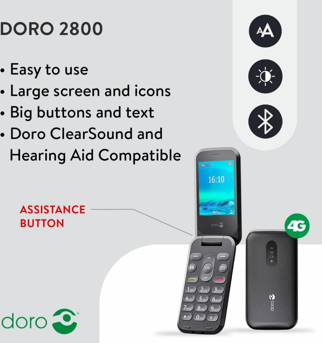 Doro Klaptelefoon Senioren - Blauw/Wit - afbeelding 3 van 6