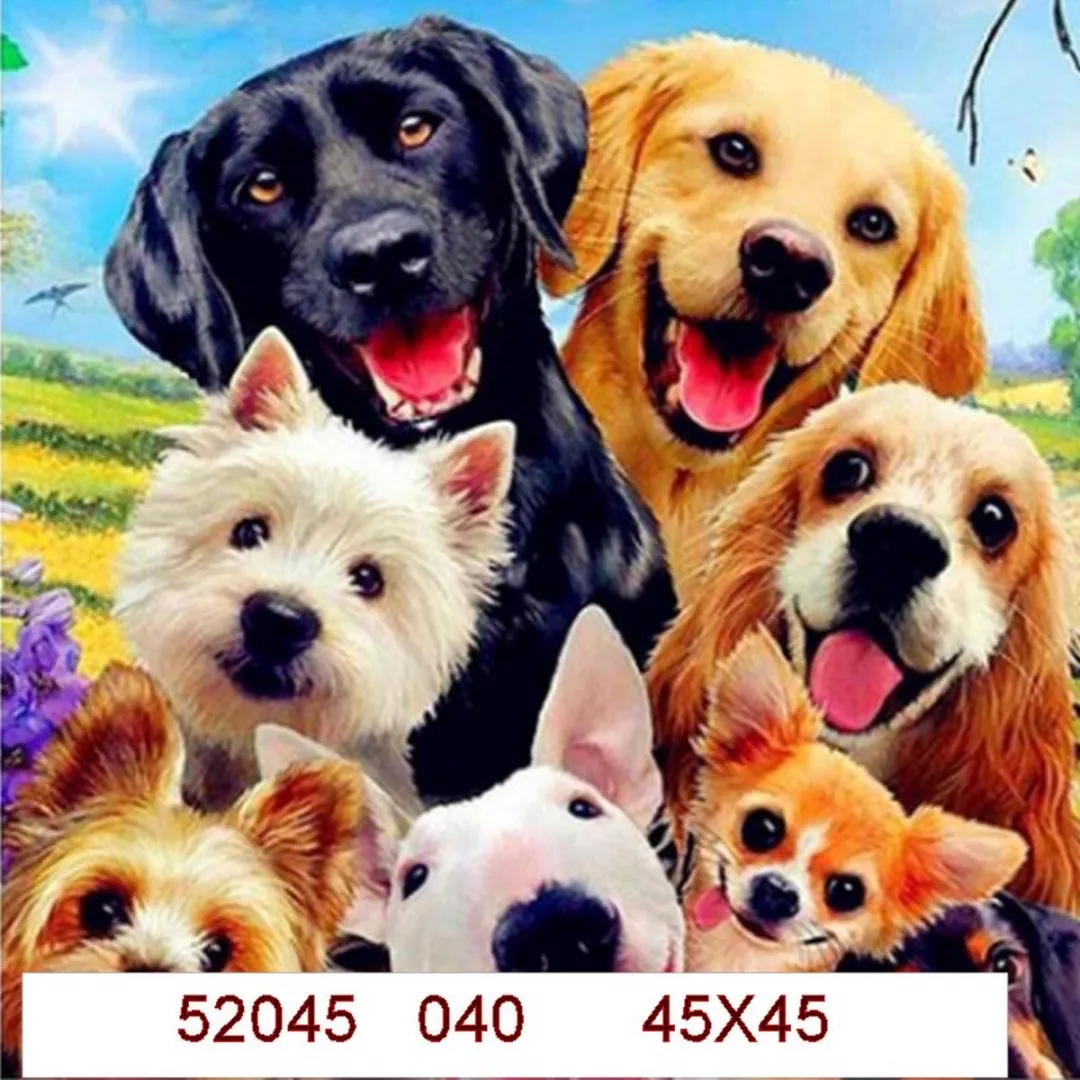 VDTOYS Diamond Painting VDTV040 Honden Family - 45x45cm