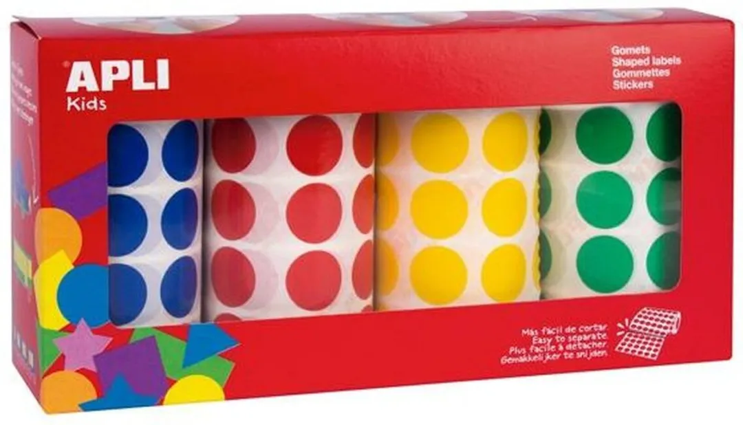 Apli Kids Gomets Rol Cirkels - 20mm - 4 Kleuren