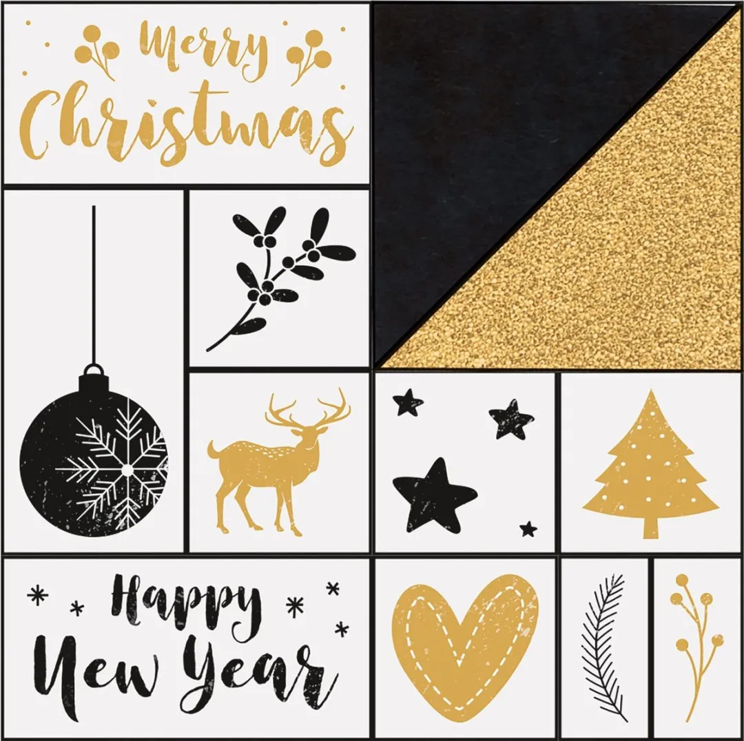 Folia Stempelset Kerstmis 31108 - 10 Stuks - Goud/Groen/Hout/Zwart