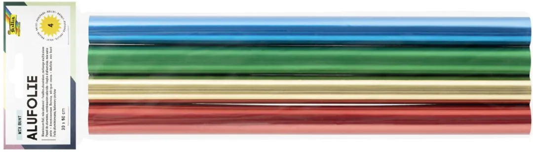 Folia Alufolie 404 - 4 Rol - 30x50cm - Blauw/Geel/ Groen/Rood