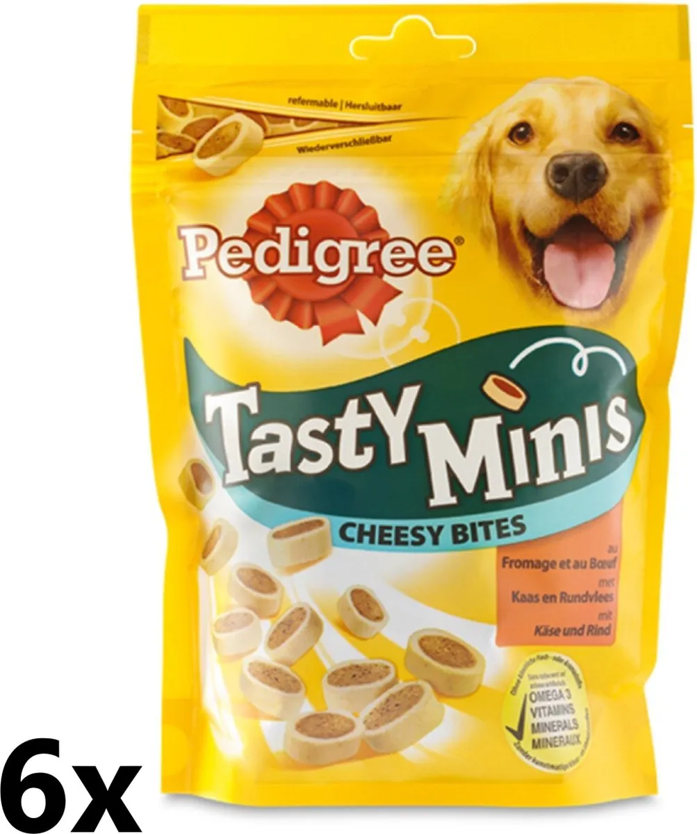 Pedigree Tasty Mini's Cheesy Bites Kaas & Rund 6x140g