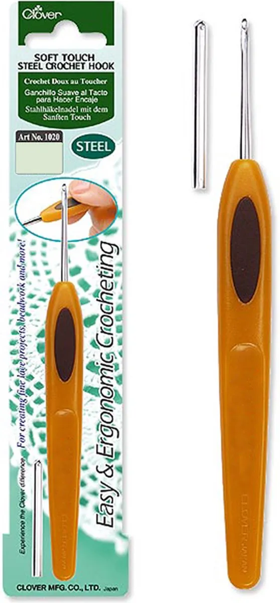 Clover Soft Touch Haaknaald 3mm - Geel/Zwart