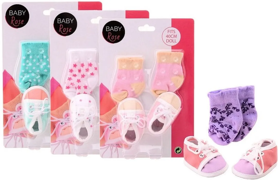 Johntoy Baby Poppenschoenen & Poppensokken Set 4-delig