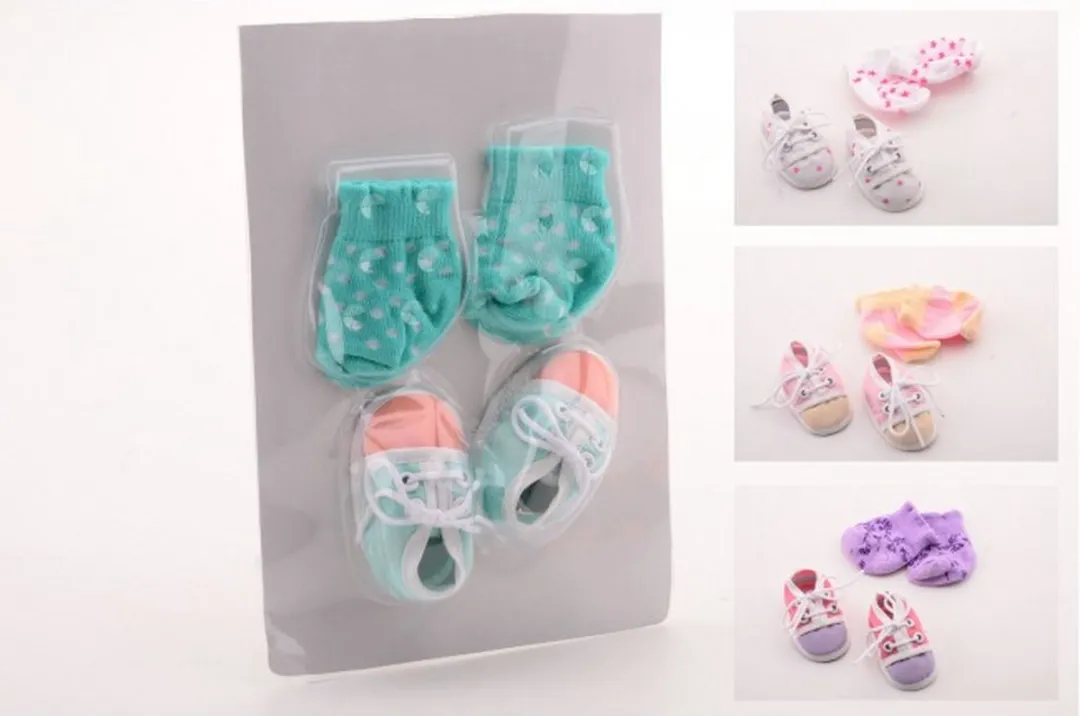 Johntoy Baby Poppenschoenen & Poppensokken Set 4-delig - Assorti