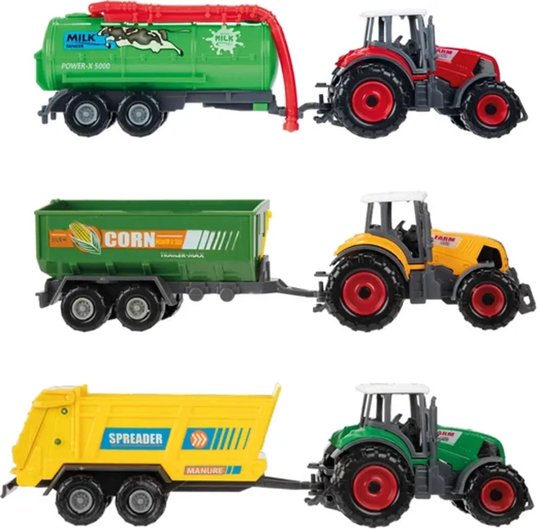 Toi-Toys Metal Tractor met Aanhanger 28002Z - Multicolor