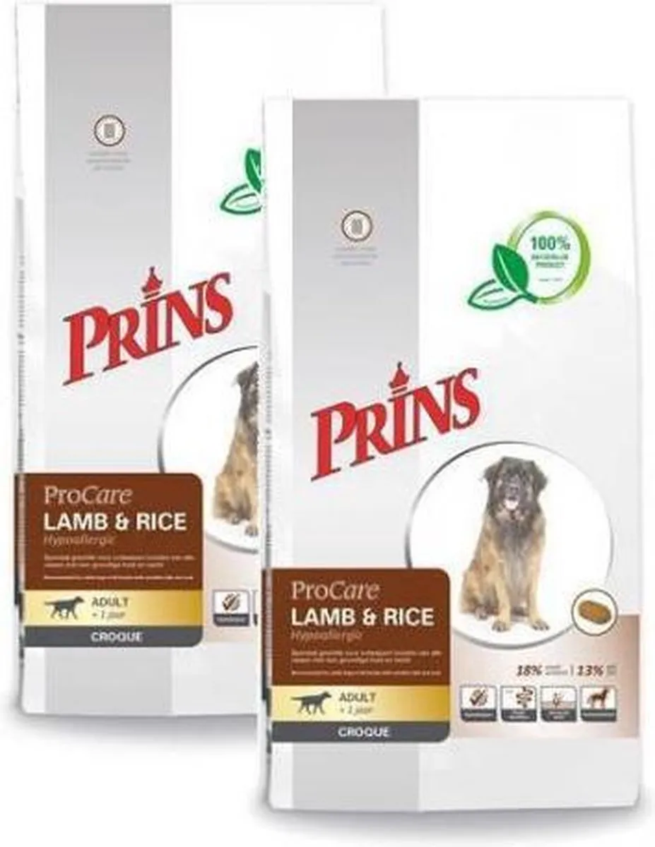 Prins Procare Hypo-Allergic Adult Croque Lam&Rijst Hondenvoer - 20 kg
