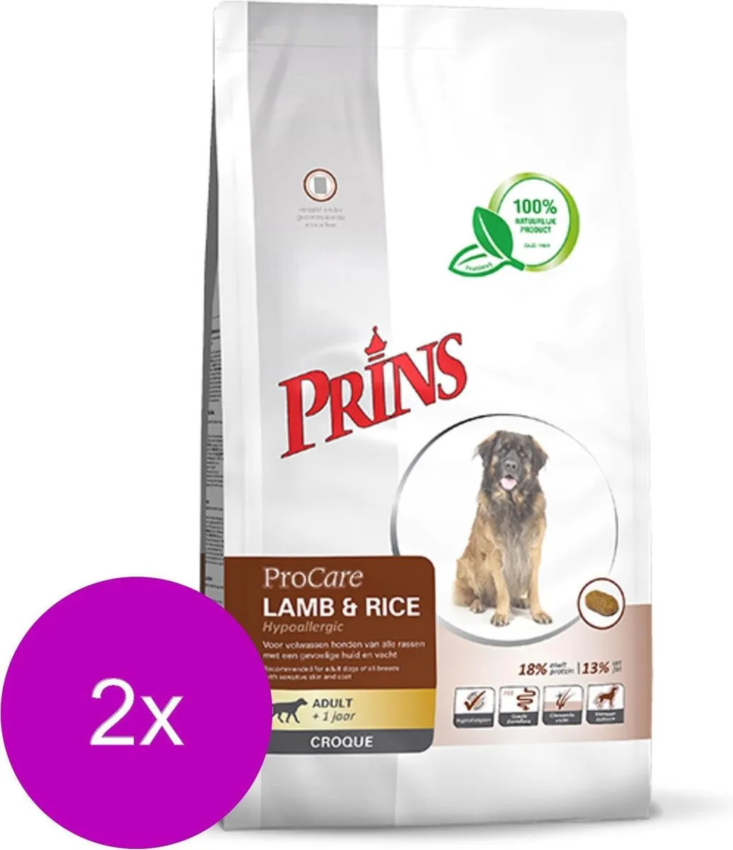 Prins Procare Hypo-Allergic Adult Croque Lam&Rijst Hondenvoer - 20 kg