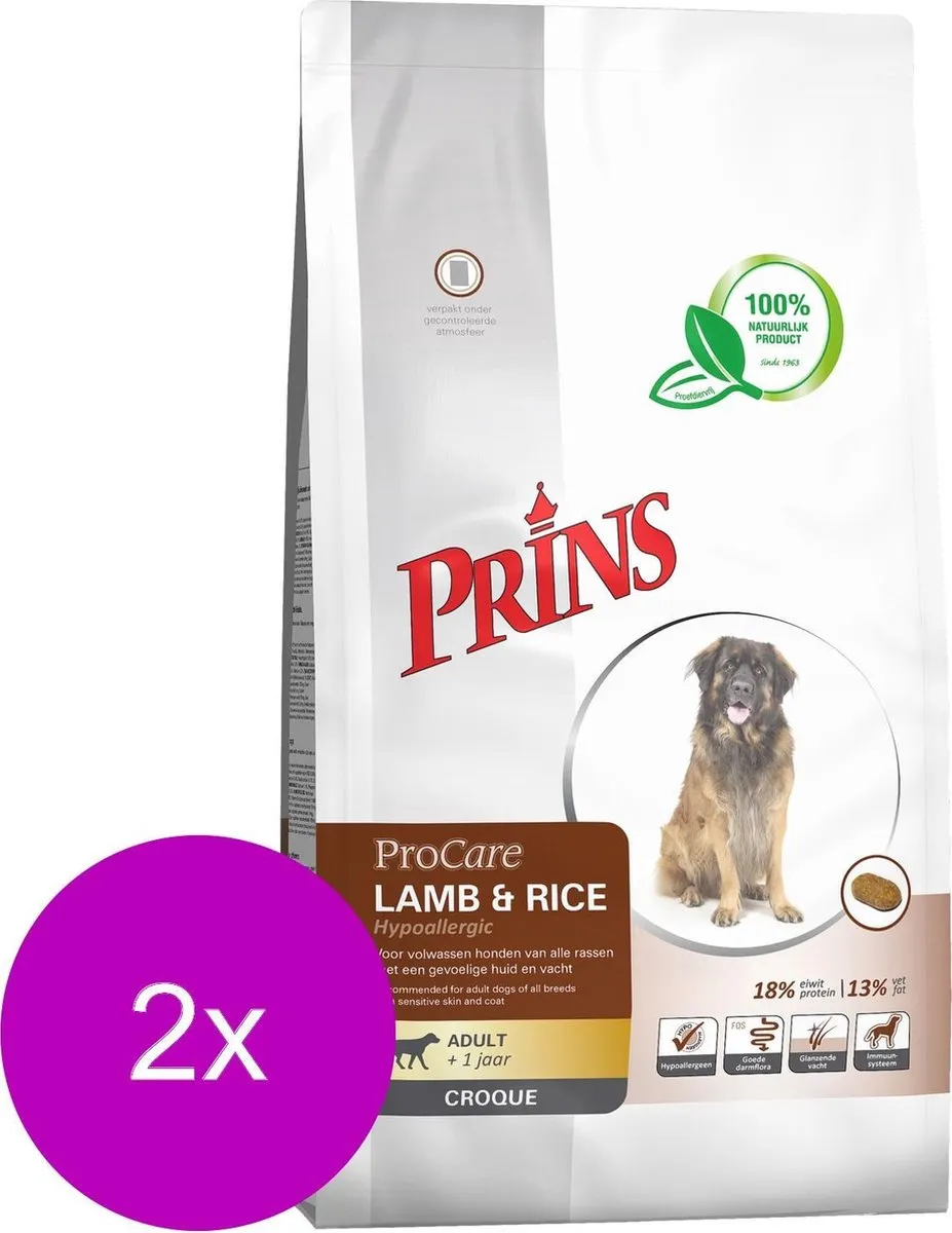 Prins Procare Hypo-Allergic Adult Croque Lam&Rijst Hondenvoer