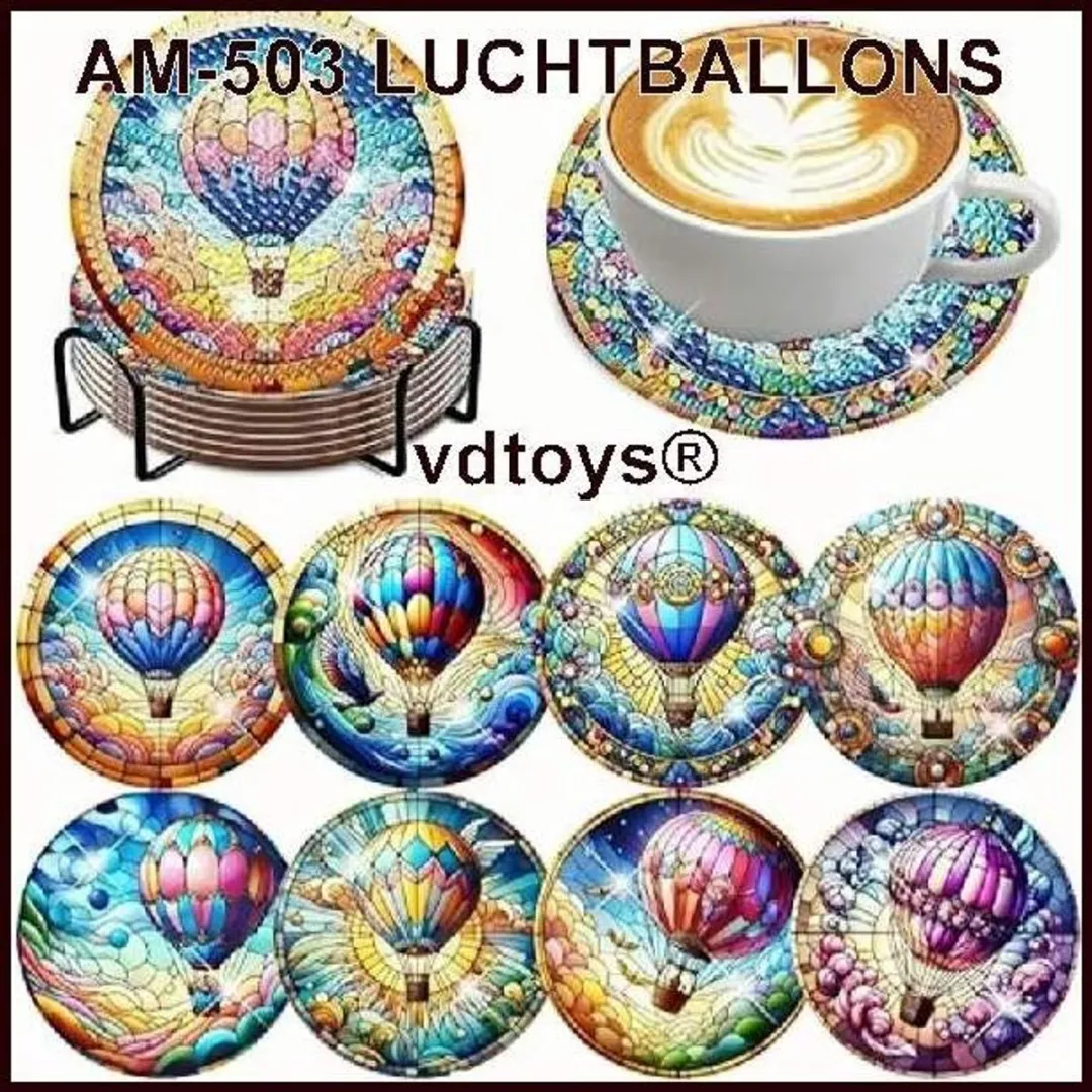 VDTOYS Diamond Painting Ballon Onderzetters Set AM 503 - 8 Stuks