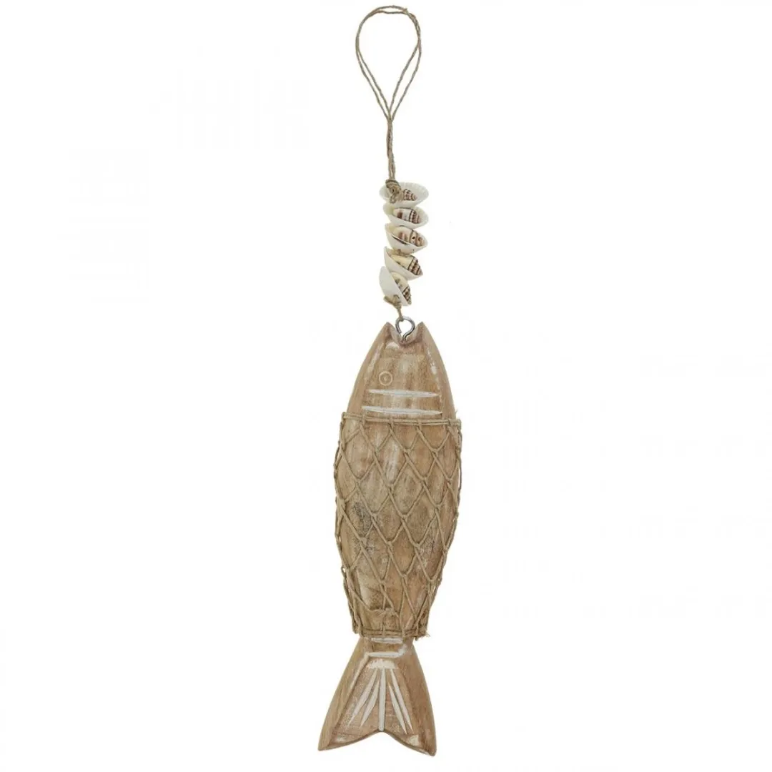 Kaemingk Houten Vis Deco 21cm - Natuur