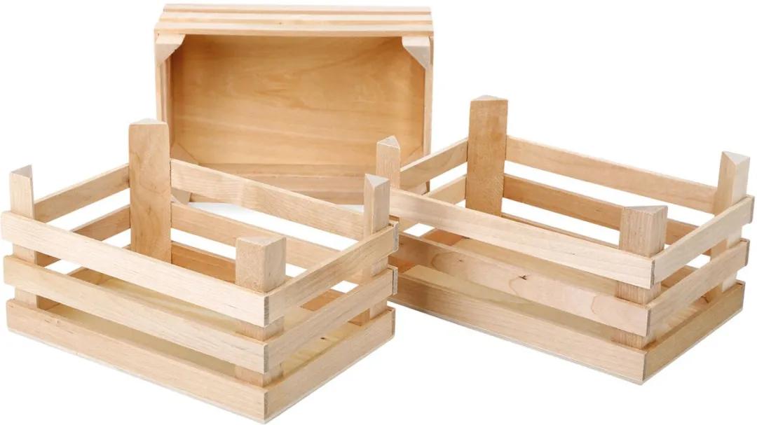 Small Foot Houten Kratjes Set van 3 - 18x12x9,5cm - Multicolor