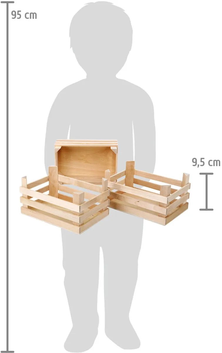 Small Foot Houten Kratjes Set van 3 - 18x12x9,5cm - Multicolor