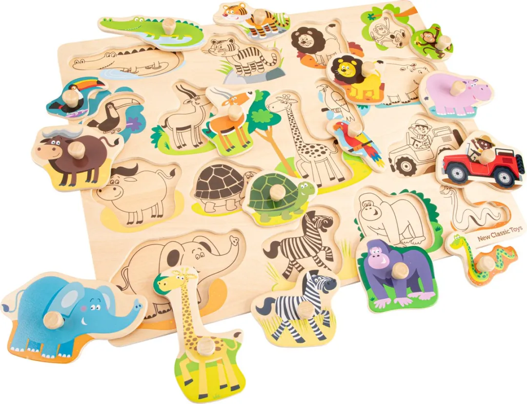 New Classic Toys Houten Knoppuzzel Safari 16 Stuks - FSC - afbeelding 6 van 6